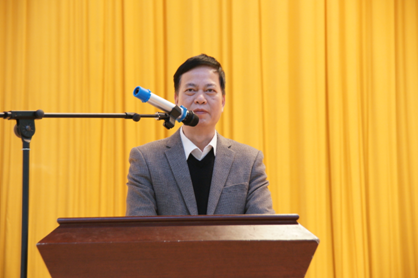 （圖三）河源市人力資源與社會保障局黨組成員、河源市高級技工學(xué)校校長黎海波致辭